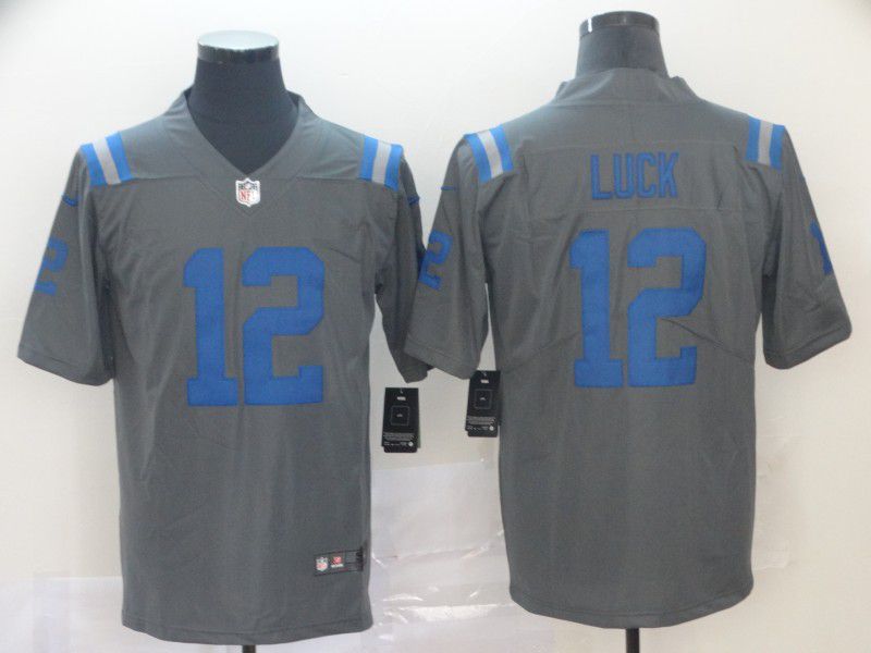 Men Indianapolis Colts 12 Luck Grey Nike Vapor Untouchable Limited NFL Jersey
